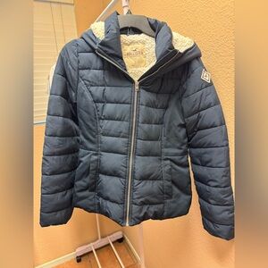 Hollister Blue  Quilted Jacket with Cream Lining